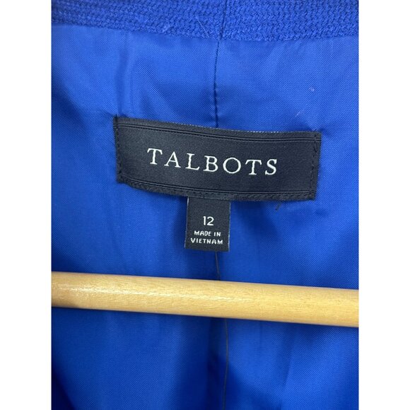 Talbots Linen Button Blazer 3/4 Sleeve Jacket Royal Blue Size 12 NEW - Picture 6 of 8